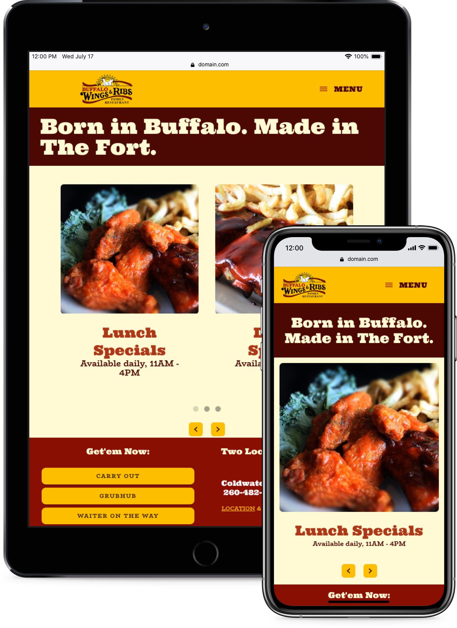 Buffalo Wings & Ribs - Responsive Mobile Device Compatibility