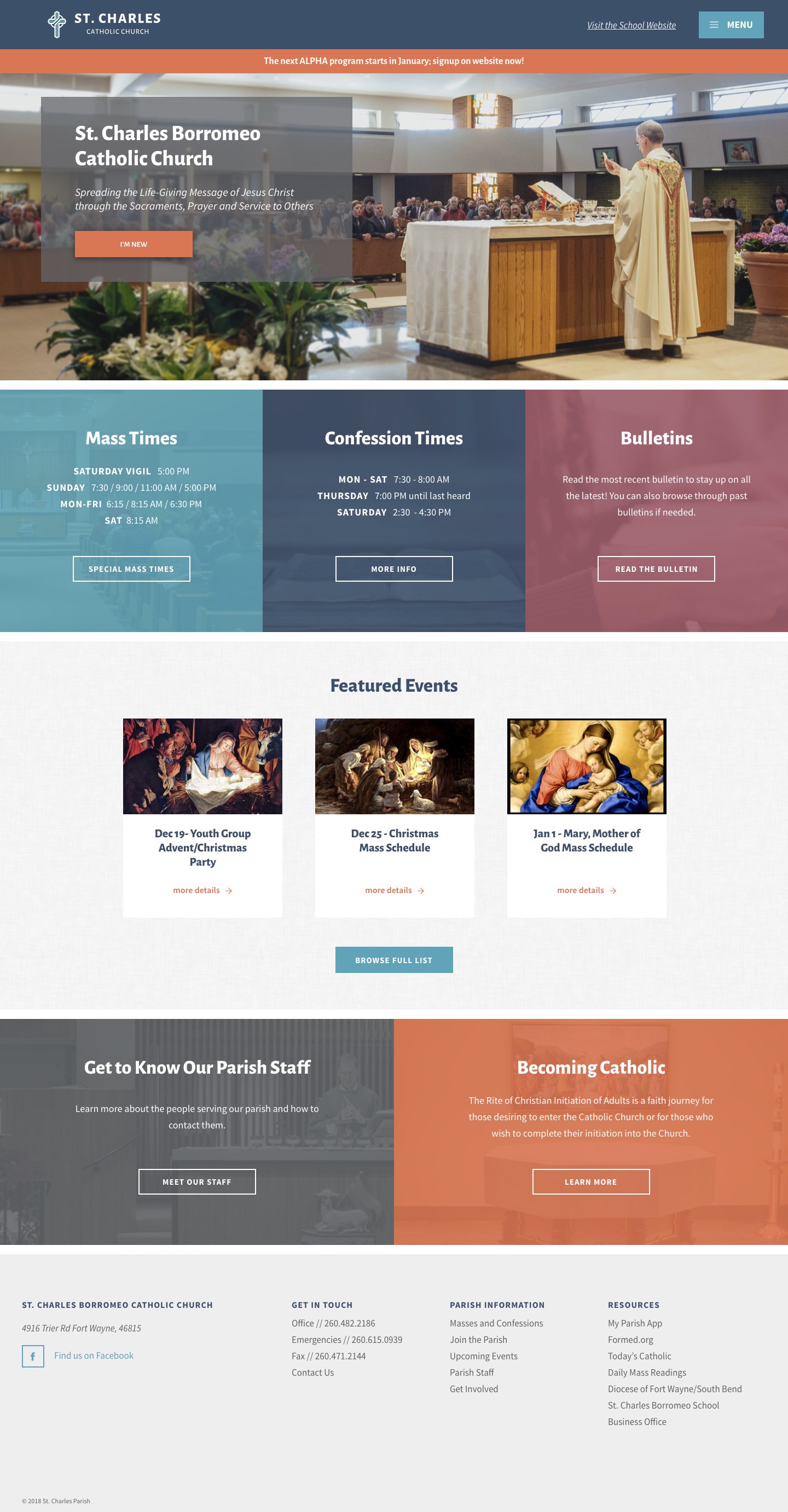 St. Charles Catholic Church - Website Design and Development