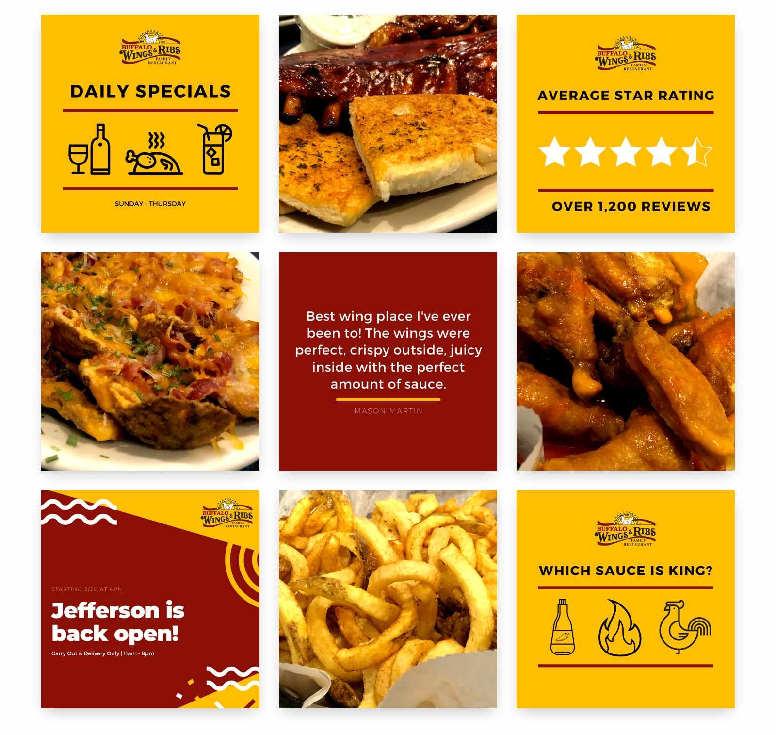 Buffalo Wings & Ribs - Social Media Graphics