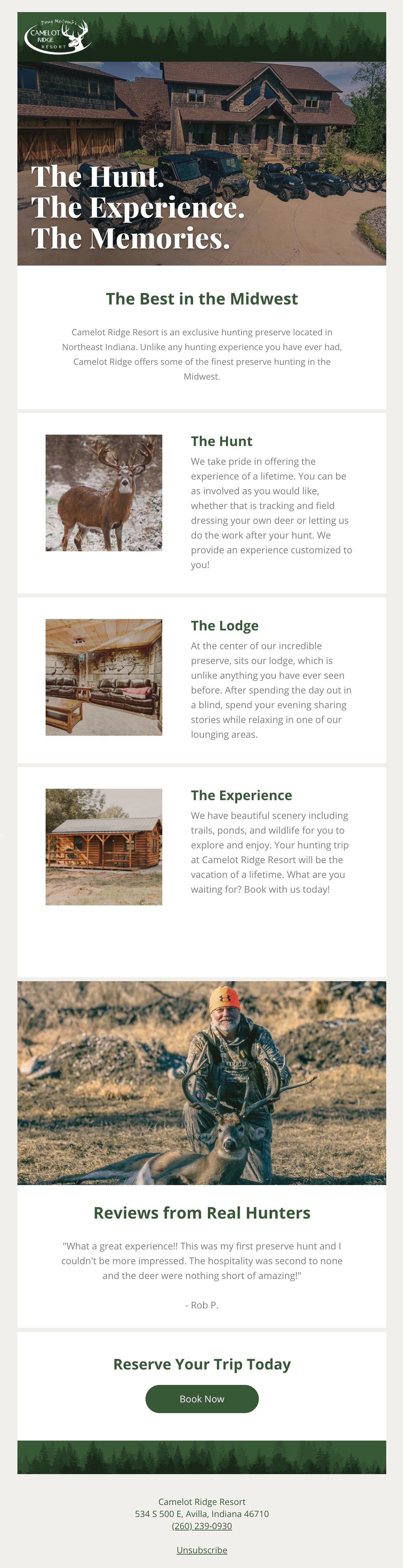 Camelot Ridge Resort - Email Campaign