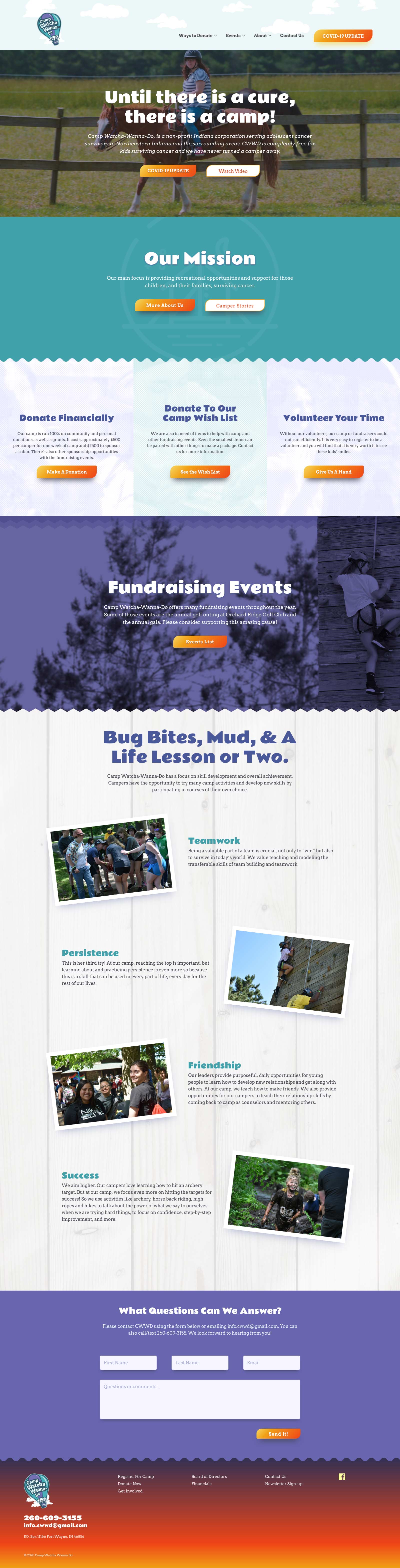 Camp Watcha Wanna Do - Web Design