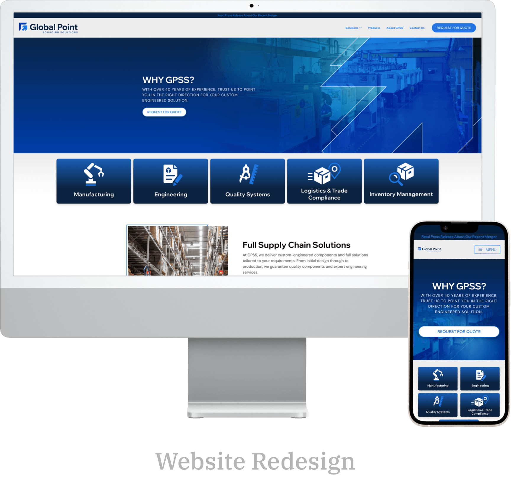 Desktop and mobile versions of the new GPSS website.