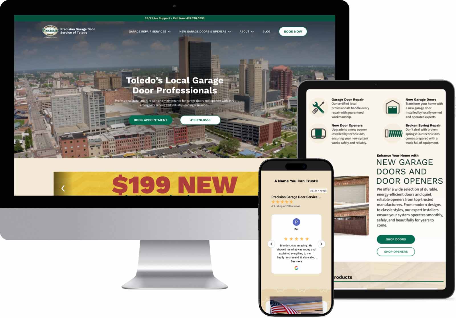 Precision Garage Door - Responsive Website 