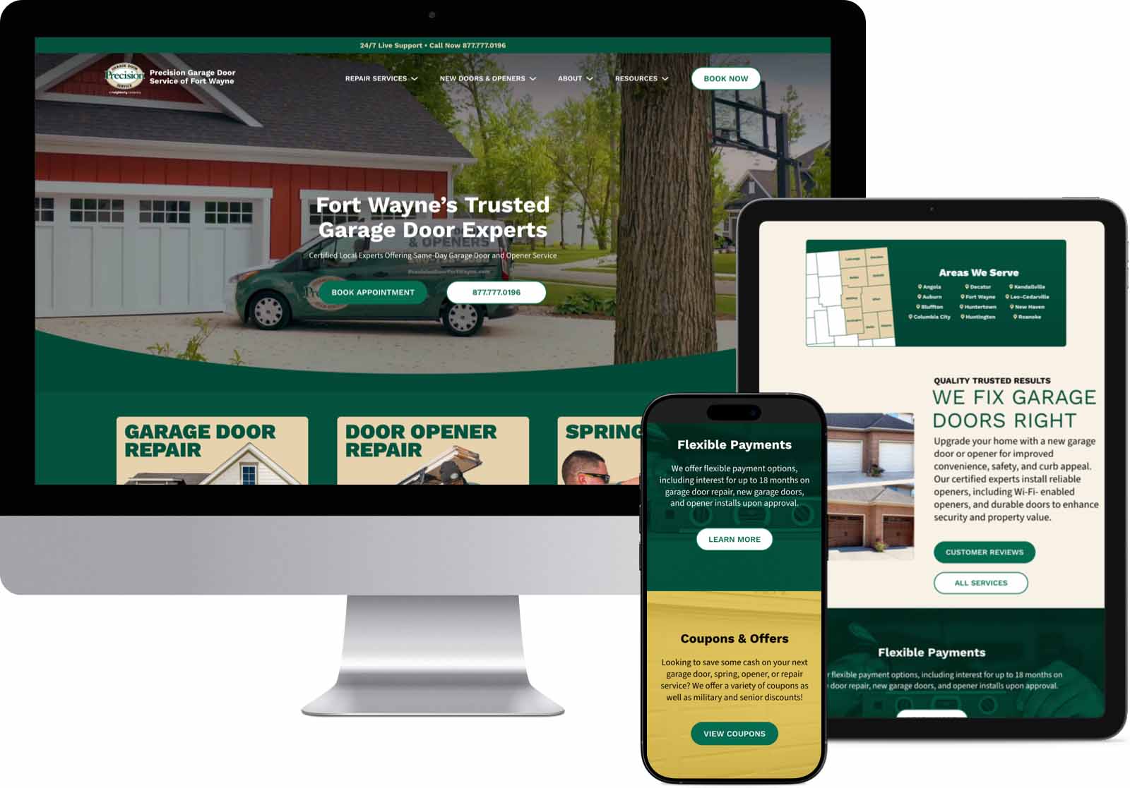 Precision Garage Door - Responsive Website 