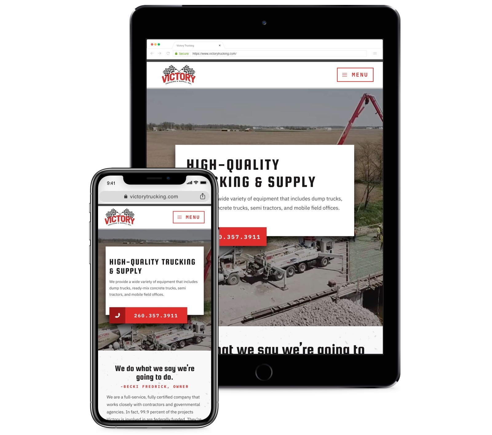 Victory Trucking - Responsive Mobile Device Compatibility